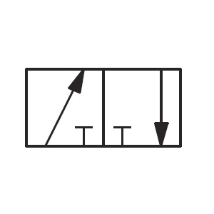 Hydraulic directional control valve 3 ways - 2 positions symbol